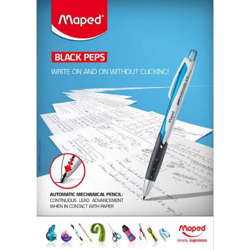 

MAPED BLACK PEPS AUTOMATIC PENCIL PENSIL PILOT MEKANIK OTOMATIS