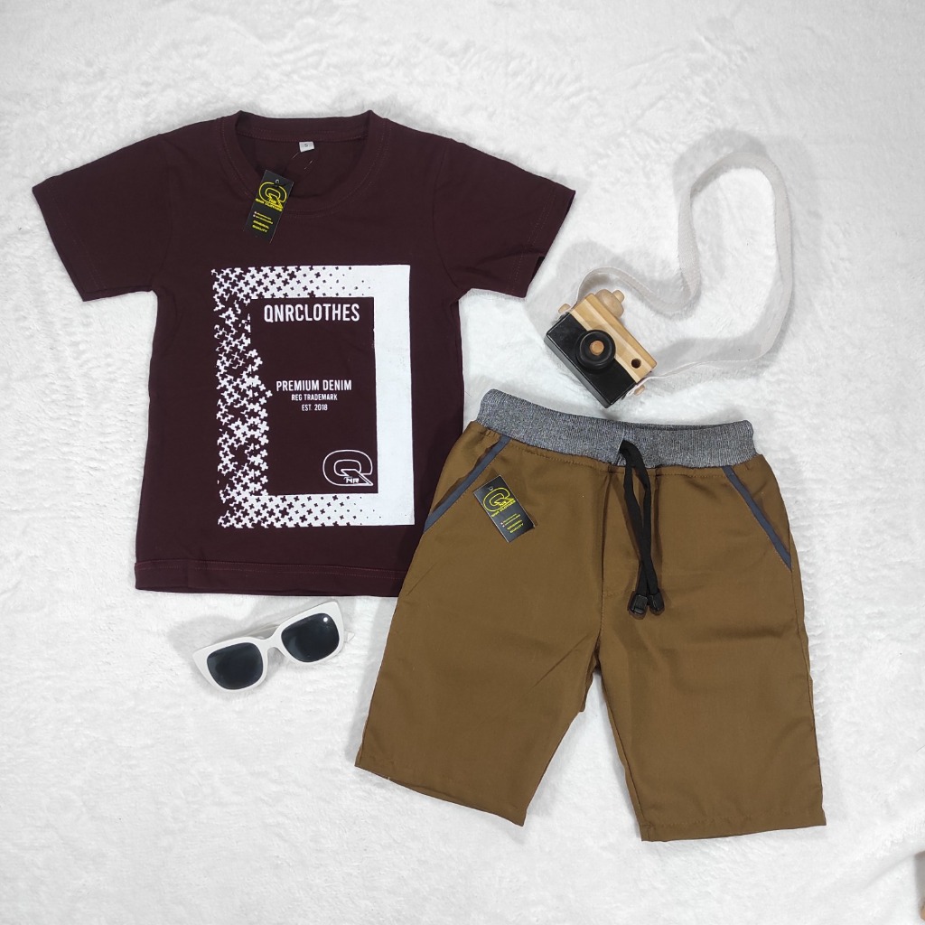 PROMO Setelan Anak 1-10Thn  LV3 KCR Kaos Distro QnR  dan  Celana Chinos Pendek / Stelan Anak Baju Ce
