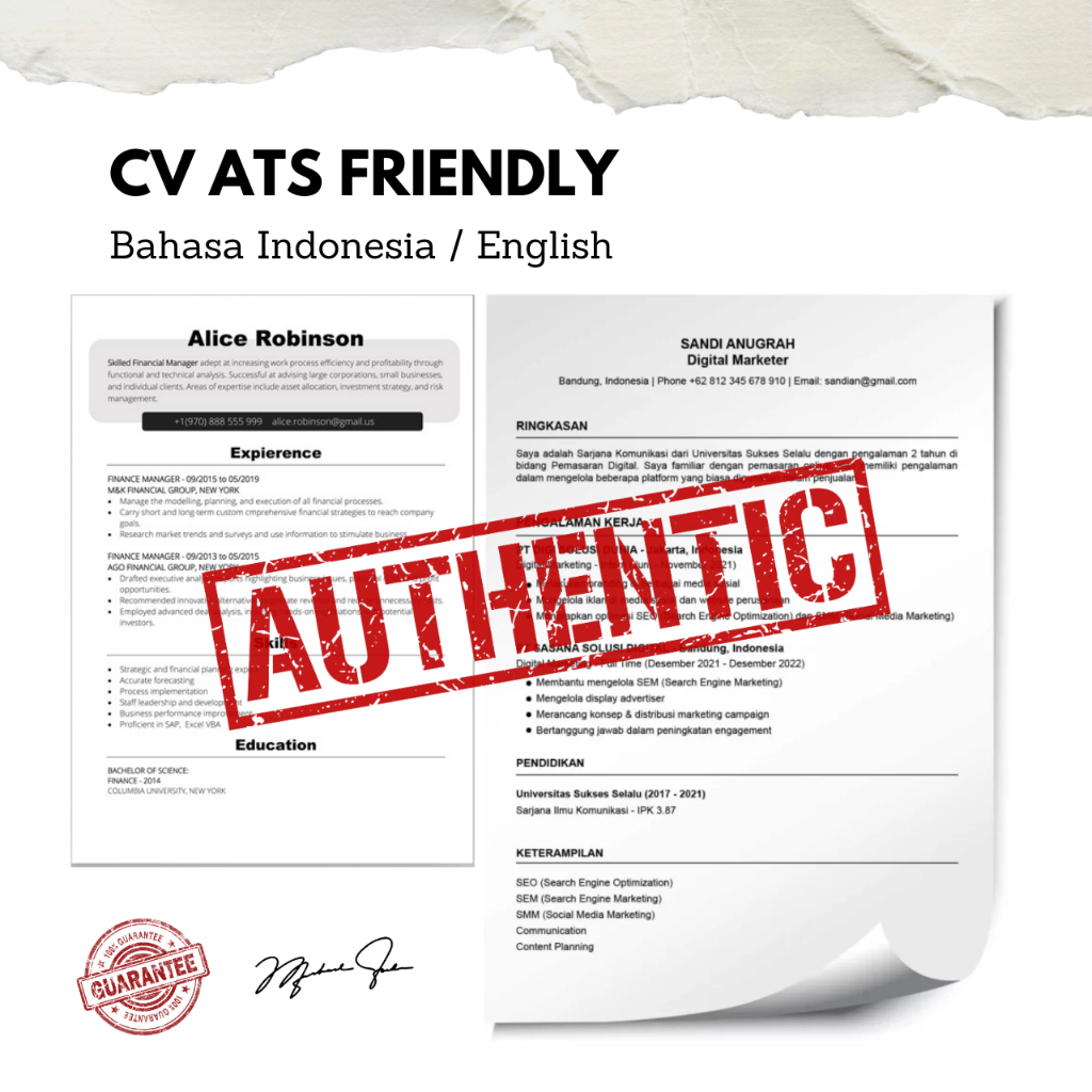 CV ATS FRIENDLY | JASA PEMBUATAN CV ATS FRIENDLY | JASA DESAIN CV ATS FRIENDLY SOFTWARE