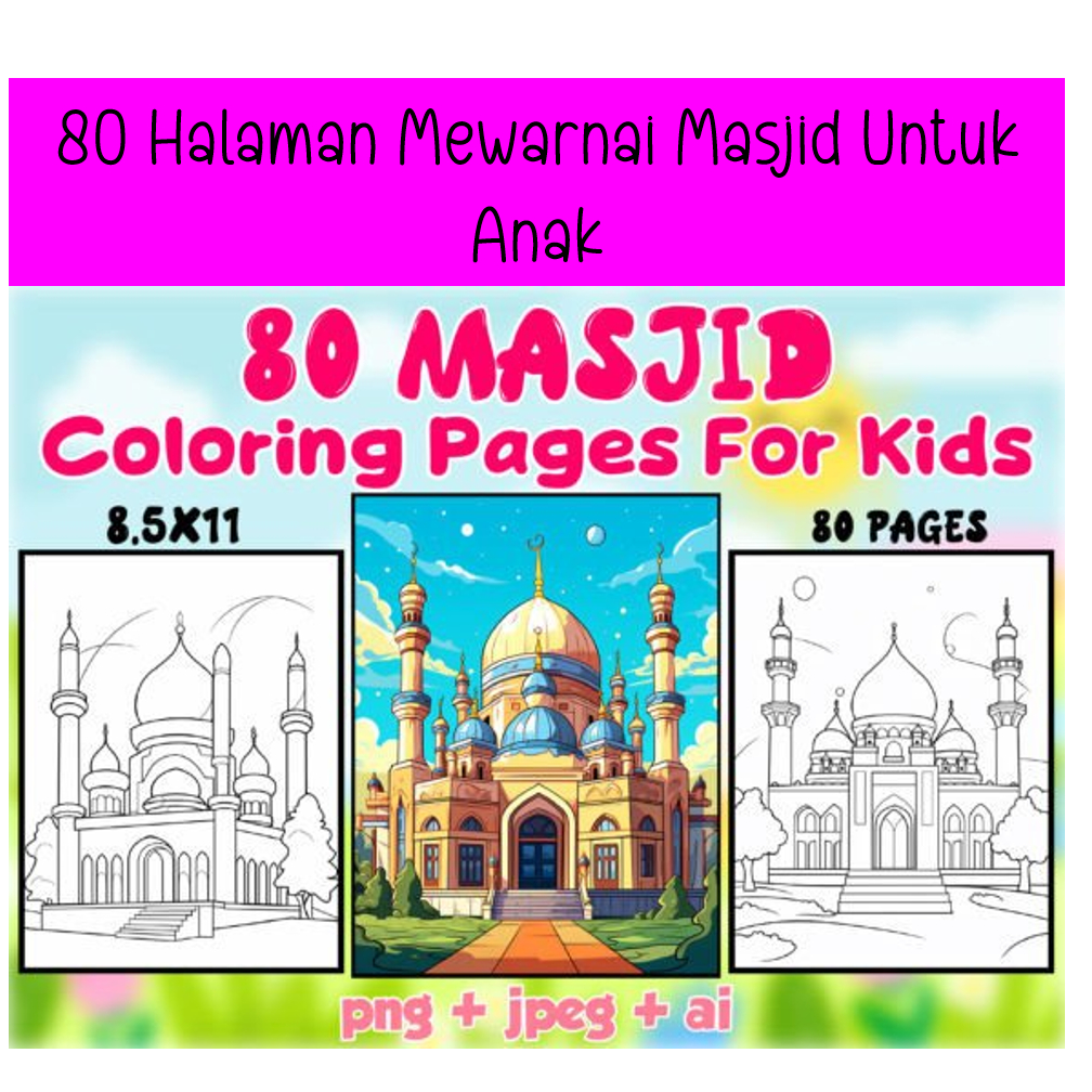 80 Halaman Mewarnai Masjid Untuk Anak
