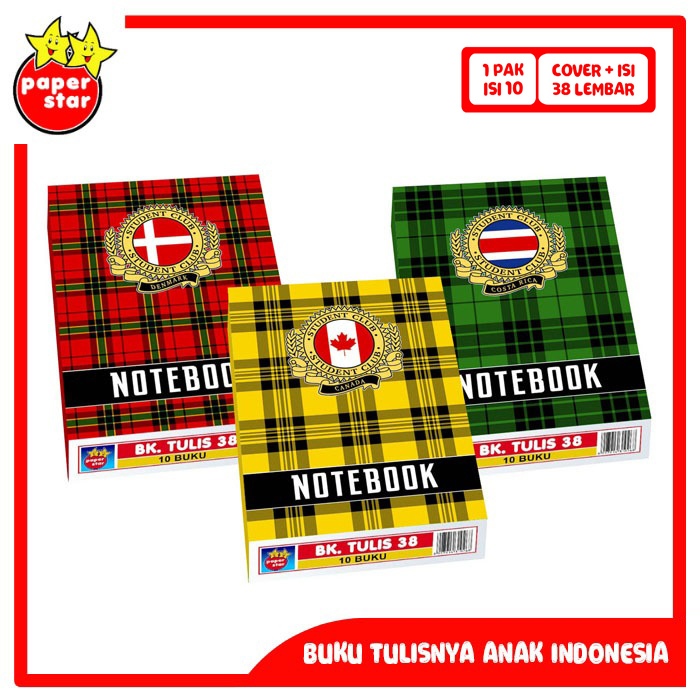 

BUKU TULIS 38 PAPER STAR BENDERA