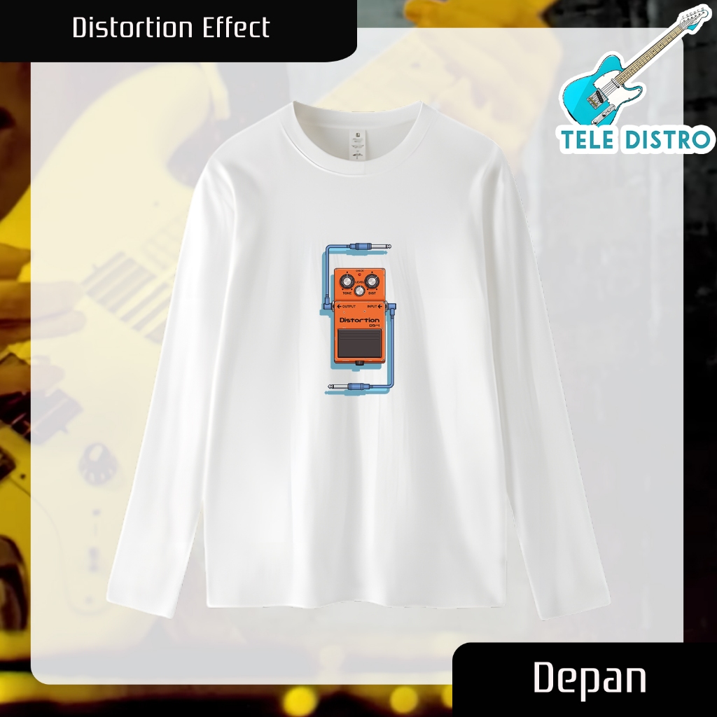 Tele Distro Kaos Longsleeve DS 1 Guitar Distortion Effect Gitar Casual Distro Baju Longsleeves Boss 