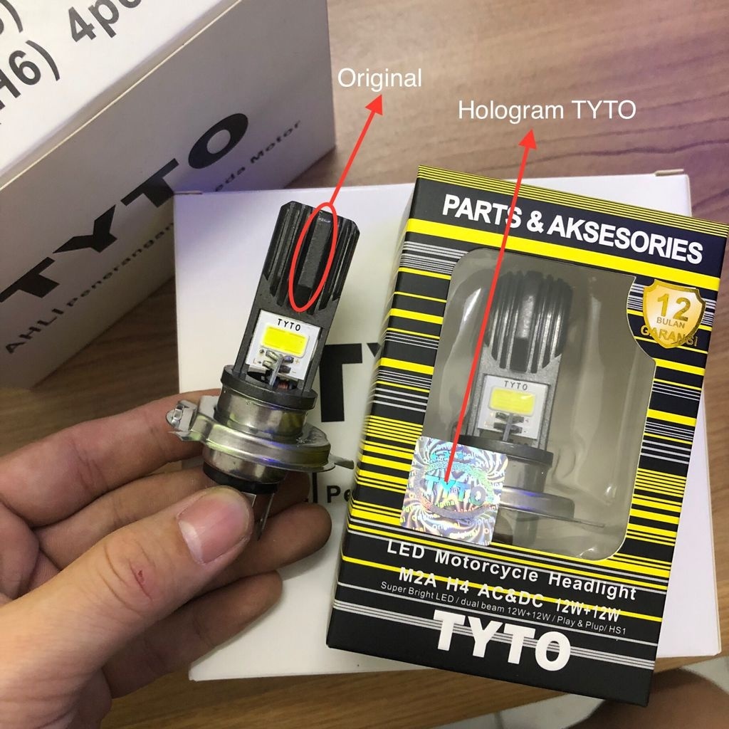 LAMPU DEPAN UTAMA LED TYTO 2 SISI AC DC H4 M2A / BOHLAM LED DEPAN TYTO ORIGINAL / LAMPU LED TYTO ORI
