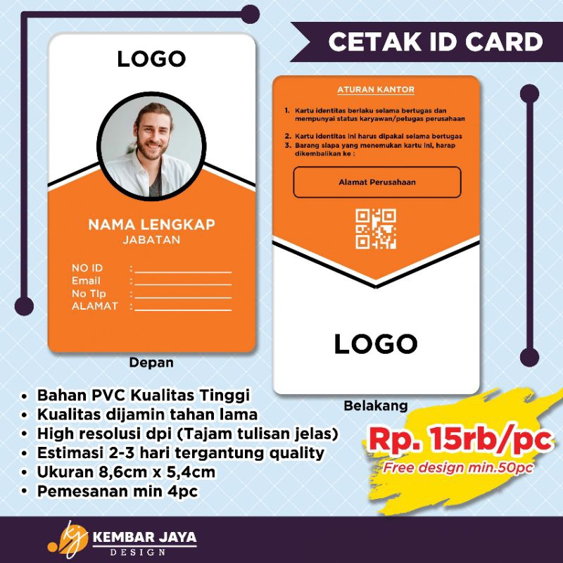 

Cetak Custom ID Card, Kualitas premium, anti luntur