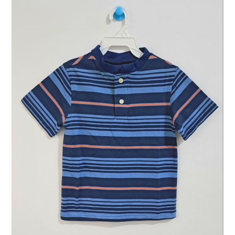 Atasan Kaos Anak Laki Branded Ori LT Apparel Lacoste Stripe Blue