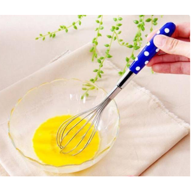 Kocokan telur manual whisker egg stainless steel polkadot