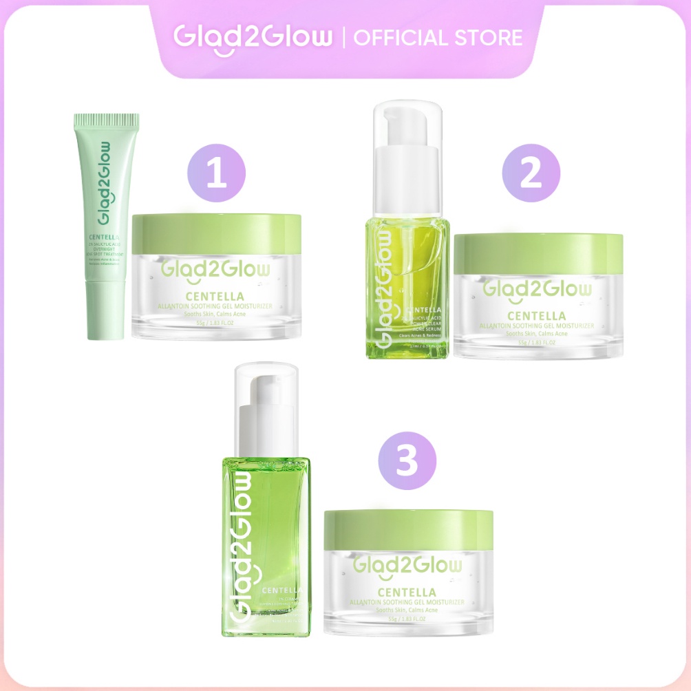 ART N5K 2 in1 Bundle Glad2Glow 2pcs Skincare Paket  Centella Moisturizer Gel  Serum  Acne treatment 
