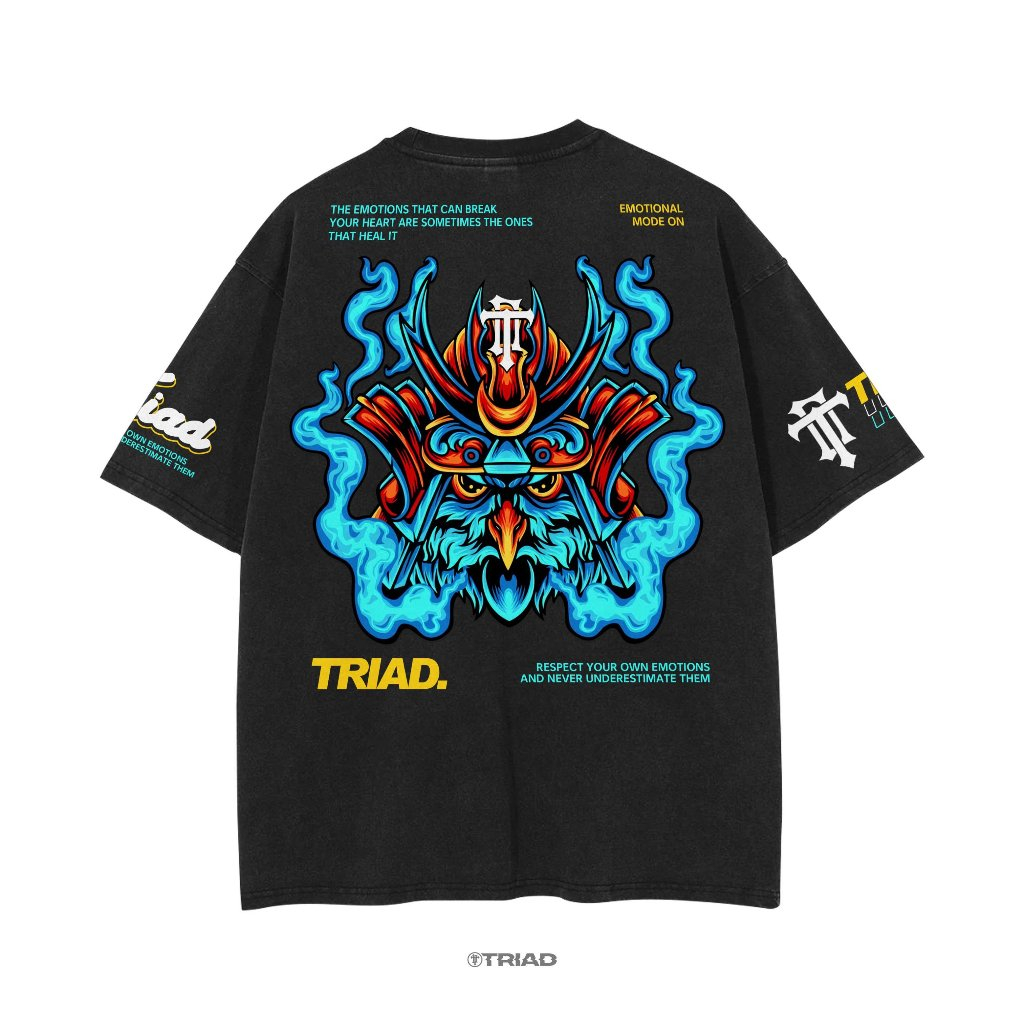 TRIAD Kaos Owl Samurai Hitam Glow In The Dark | T-Shirt Graphic Nyala Dalam Gelap | Baju Graffiti Ov