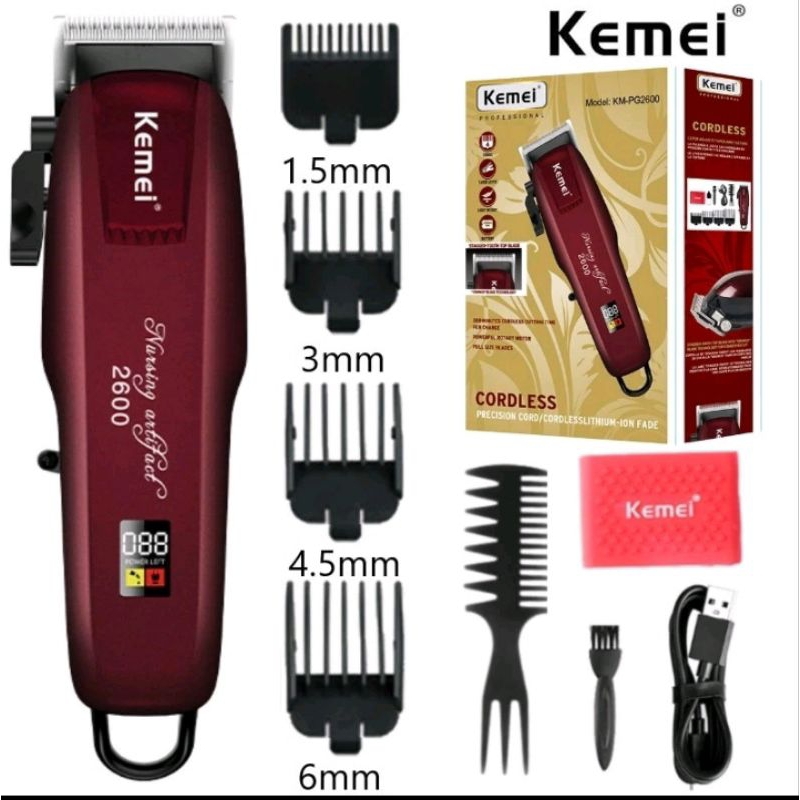 KEMEI KM-2600 PG LCD DISPLAY MESIN CUKUR RAMBUT ELEKTRIK