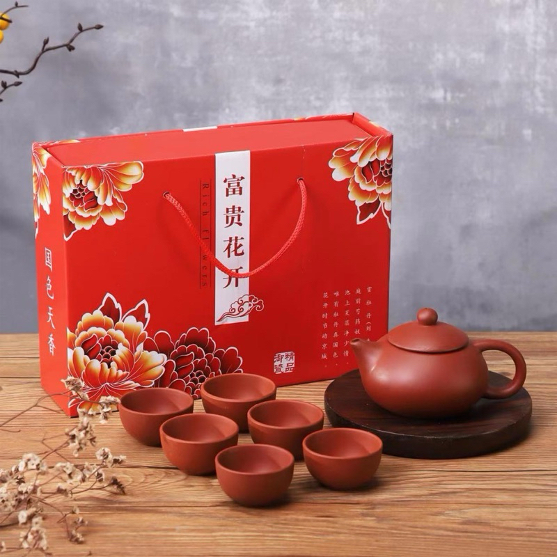 Chinese Teapot Set Ceramic 6in1 / hampers imlek 2024 / teapot set keramik teko chinese tea pot klasi