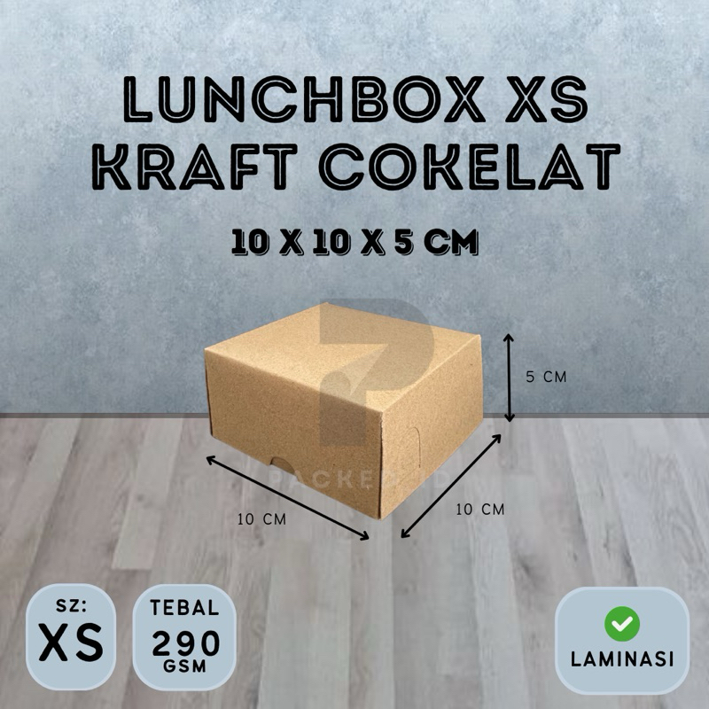 

Paper Lunchbox Extra Small (XS) ukuran 10x10x5 cm Kraft Cokelat Laminasi Ketebalan 290 gsm - Lunch Box Kotak Kemasan Kertas