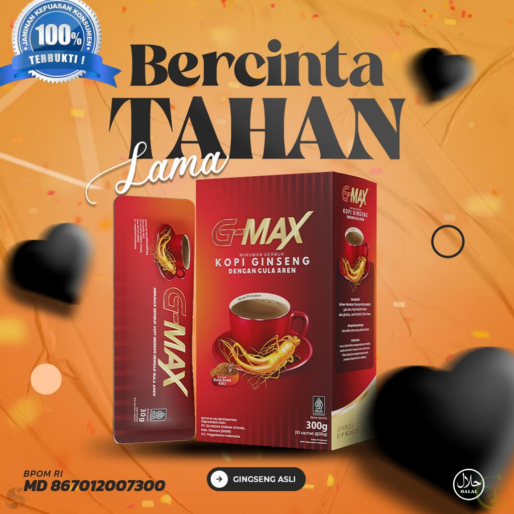 

TERLARIS!!!!KOPI STAMINA PRIA DEWASA TAHAN LAMA ORIGINAL BPOM G-MAX KOPI EXTRA GINGSENG 10 SACHET DARI HERBAL ALAMI BERKUALITAS