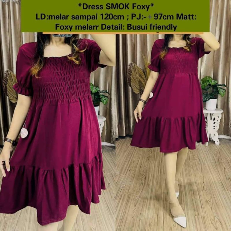 Daster Dress Kerut Polos Melar  / Dress Rempel / Dress Rempel Susun / Dress Kerut Rempel / Dress Ker