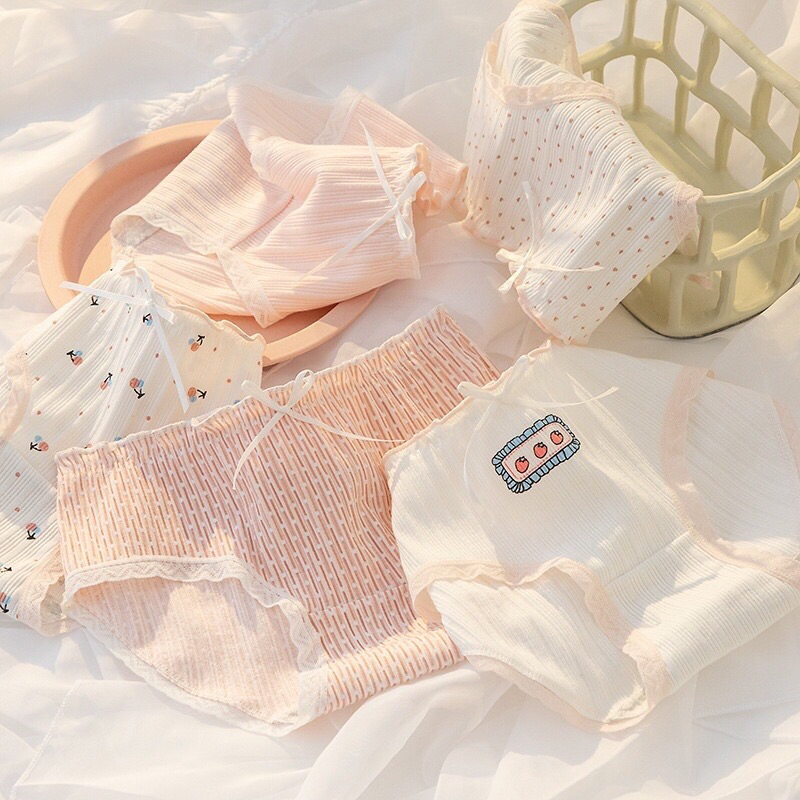 12Pcs CD CS033 Celana Dalam Wanita Katun Motif Impor