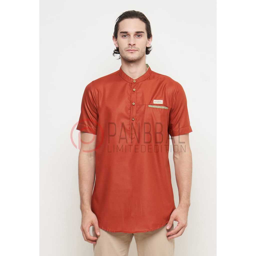 THE PANBBAL-Baju Koko Kurta Pakistan Kemko Pakaian Muslim Pria Bahan Toyobo Lengan Pendek/Kurta Toyo