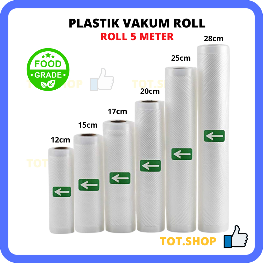 PLASTIK Makanan VACUUM / VACUM / VAKUM EMBOSSED / EMBOSS / EMBOS ROLL 5 Meter FOOD GRADE 5 Meter