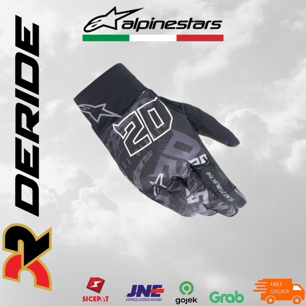 Sarung Tangan Motor Alpinestars Fabio Quartararo El Diablo 20 Reef Gloves Black Tar Gray