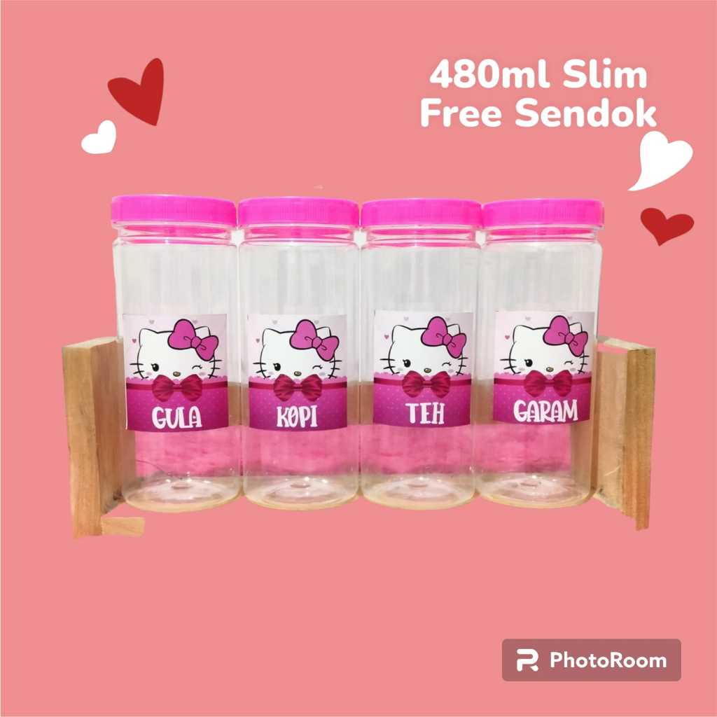 Toples Pink 480 ML/ Toples bumbu Hello Kitty / toples bumbu free stiker / toples tutup pink/ toples 