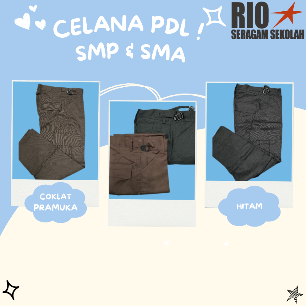 CELANA PDL SMP SMA BIGSIZE JUMBO HITAM ATAU CELANA PRAMUKA PANJANG CELANA SAKU BANYAK CELANA CARGO