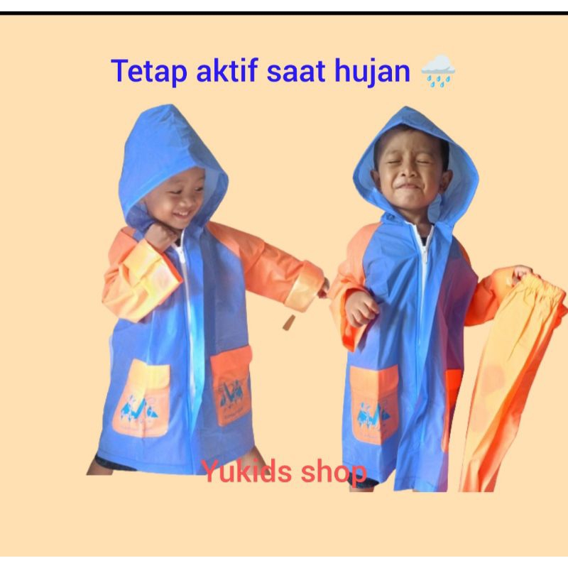 Jas hujan anak PAUD,TK,SD Jas hujan karakter poncho, jas hujan elephant