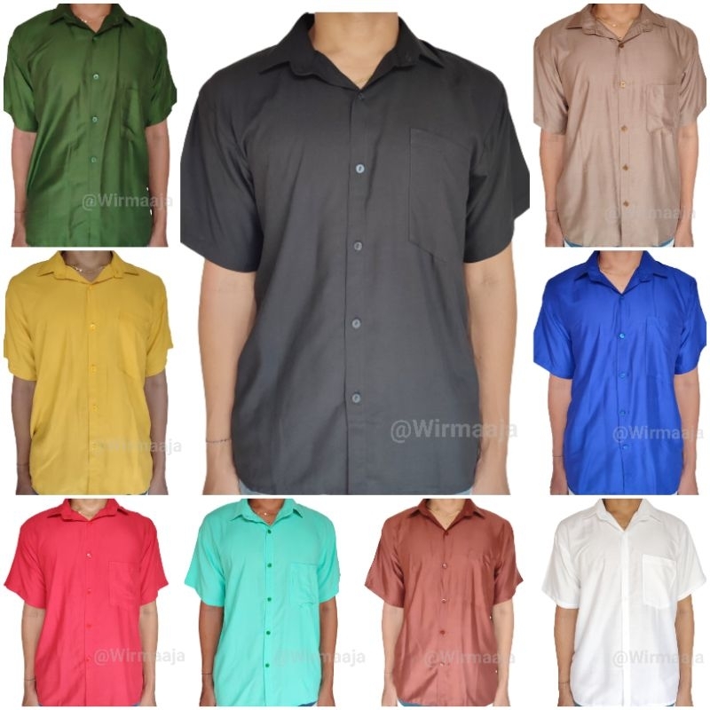 Baju Kemeja Polos Pria / Baju Kemeja Bali Polos / Kemeja Pantai Polos