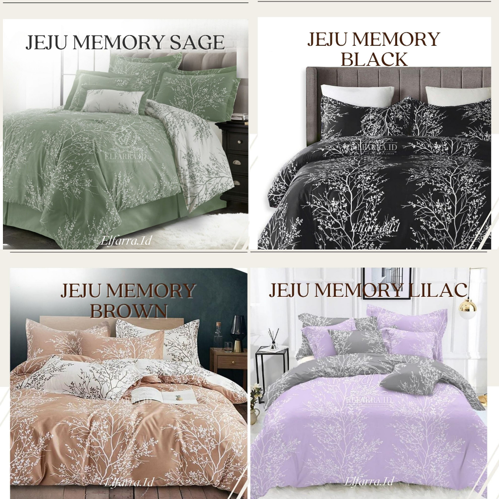 ELFARRA | Sprei Set 160x200 | Sprei Set 180x200 | Sprei Anti Geser | Sprei Aesthetic Motif JEJU
