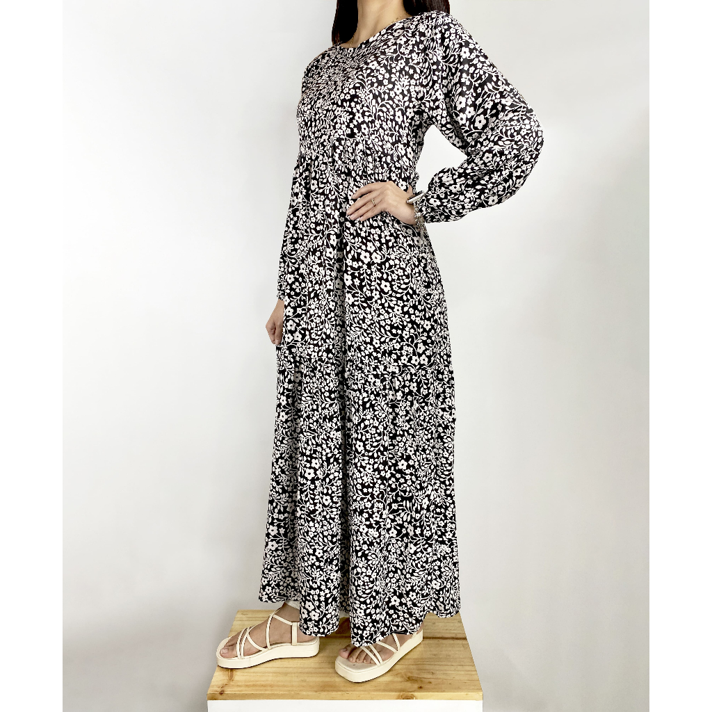 Gamis Motif Bunga-bunga Rayon Viscose Premium