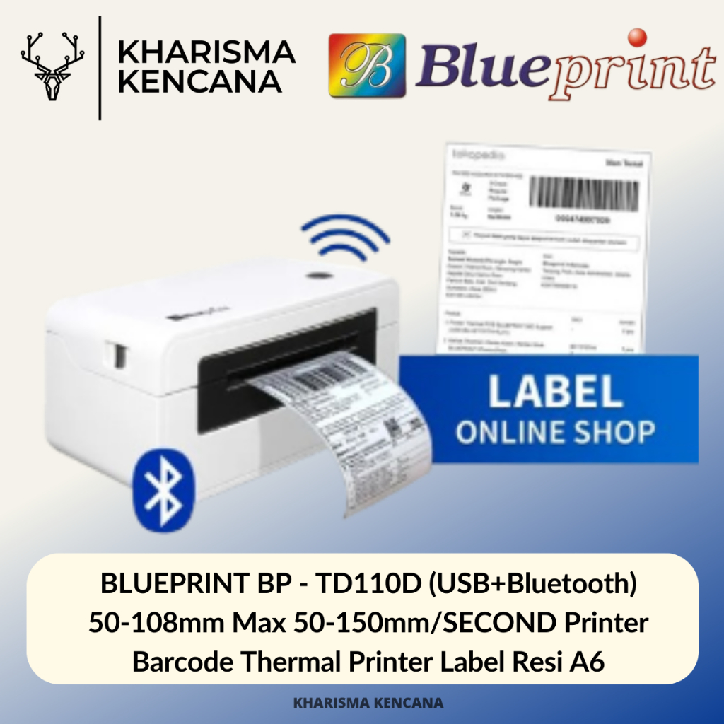 BLUEPRINT BP - TD110D (USB+Bluetooth) 50-108mm Max 50-150mm/SECOND Printer Barcode Thermal Printer L