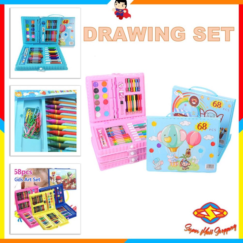 

Kirim sekarang SMS Drawing Set 68Pcs Oil Pastel Crayon 68 IN 1 Set Krayon Mewarnai dan Melukis Lengkap dengan Cat Air Alat Mewarnai Anak Anak Bentuk Koper AIE