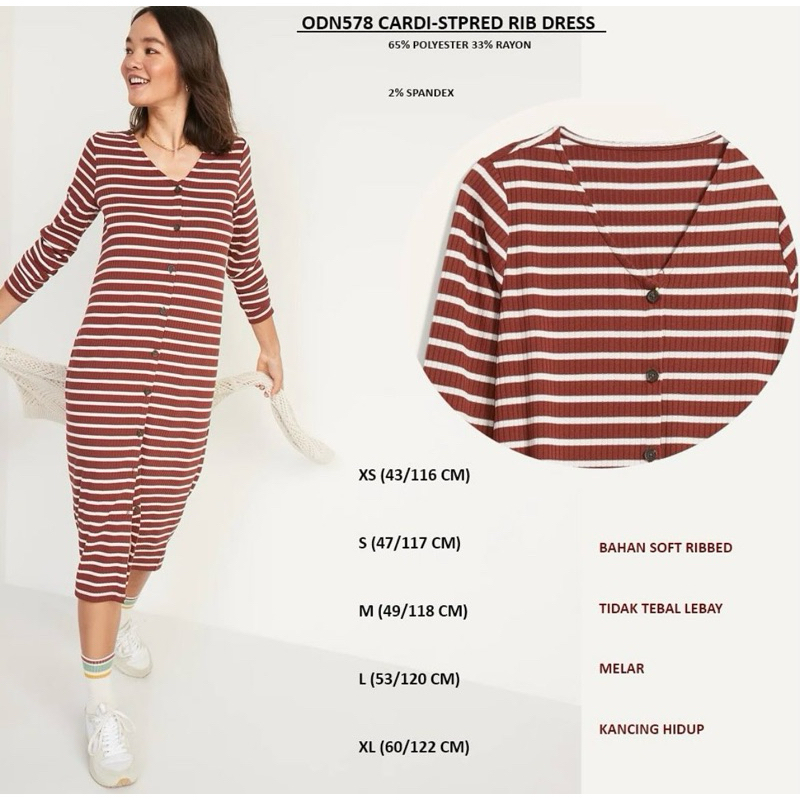 Kardigan Rib Maxi Dress Lengan Panjang (model slim) branded OLD NAVY Original