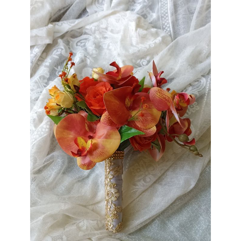 Hand Buket Bunga Bouquet Wedding Buket Bunga Pengantin Artificial Buuket Rose  Prewedding Bungaa Tan