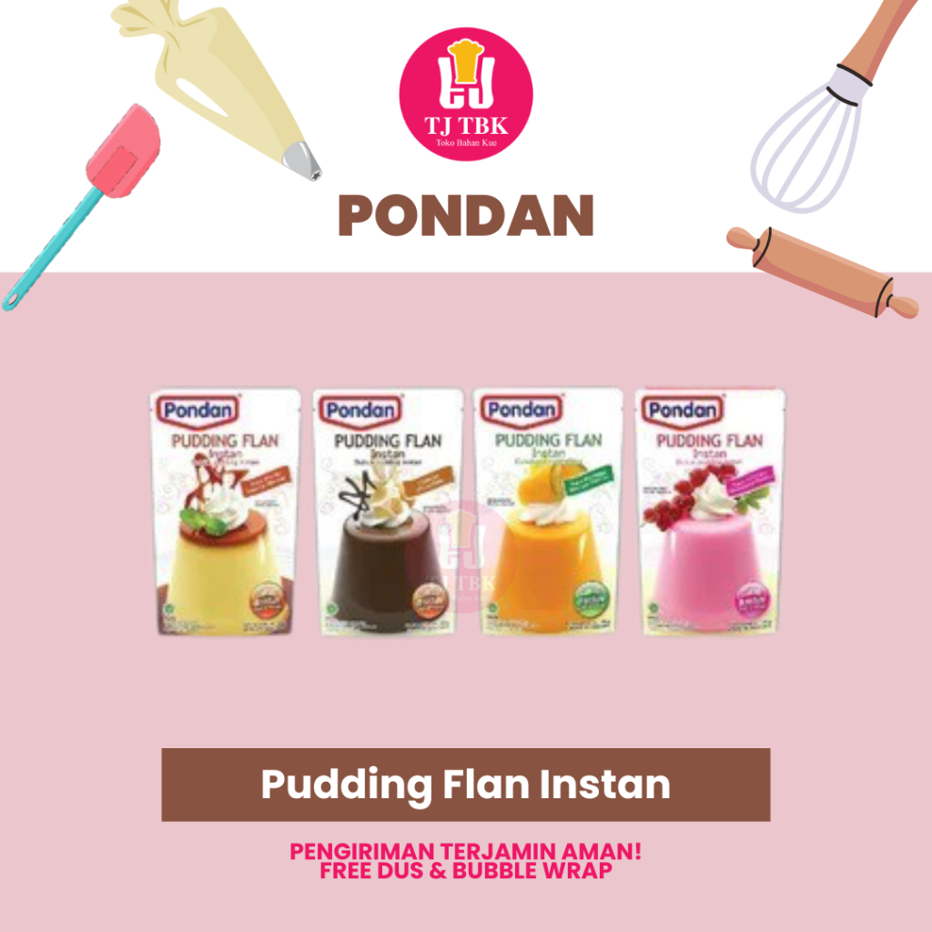 

Pondan Pudding Flan 100g ( Vanilla, Coklat, Mangga dan Strawberry)