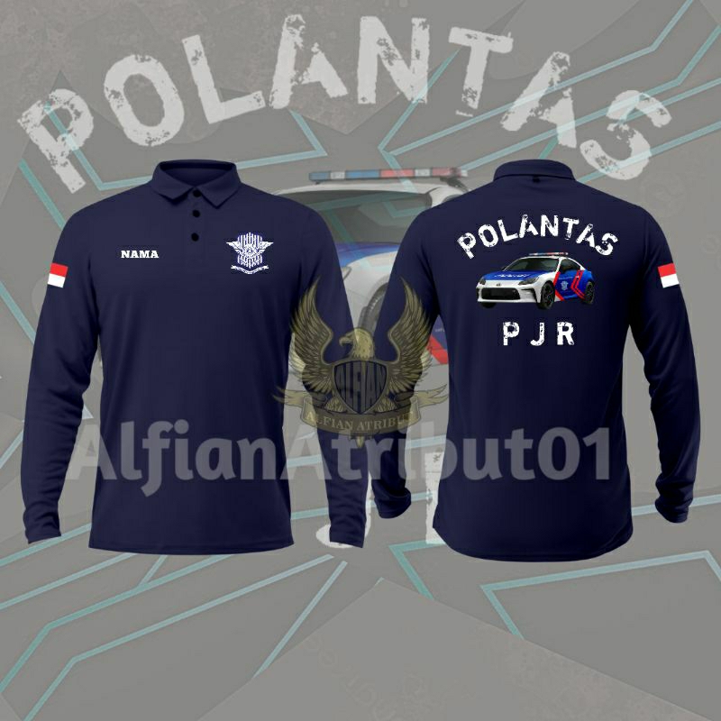 Kaos kerah polo polantas/kaos atasan polantas pjr lengan panjang model kerah pree nama