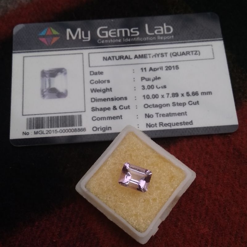 Natural Kecubung Ungu / Kecubung Amethyst Octagon