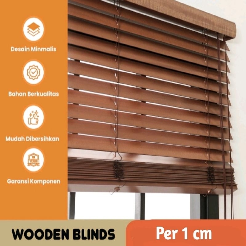 Wooden Blind | Tirai Kayu | Tirai Tarik Jendela Indoor Custom Termurah