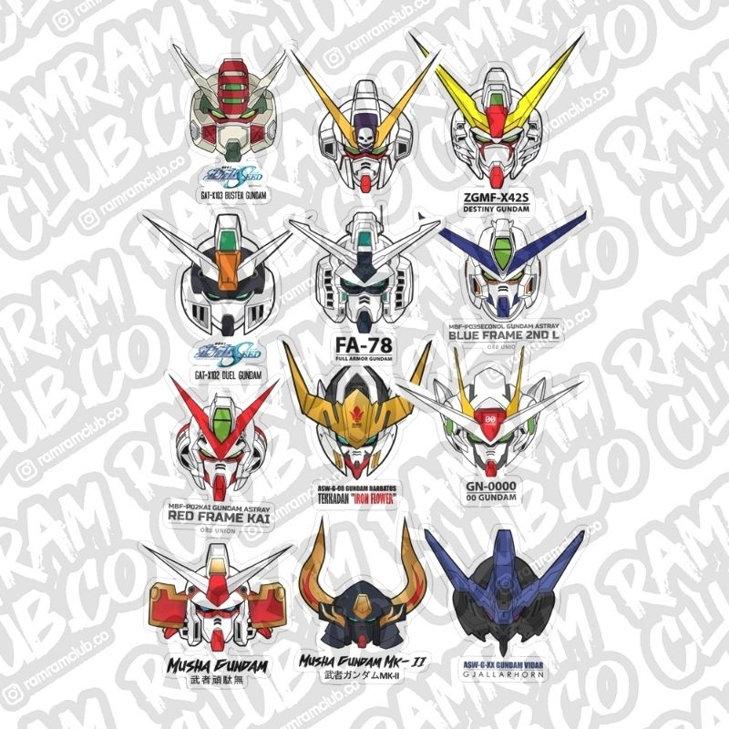 

STICKER PACK STIKER VINYL STIKER HELM GUNDAM HEAD II WEATHERPROOF 12pcs