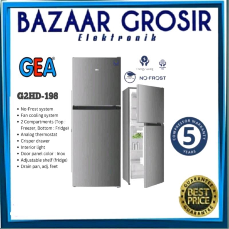 KULKAS GEA 2 PINTU G2HD 198 / G2HD198 TOP MOUNT FRIDGE FREEZER 198L