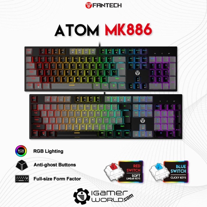 Keyboard Fantech MK886 ATOM Mechanical RGB FULL Size