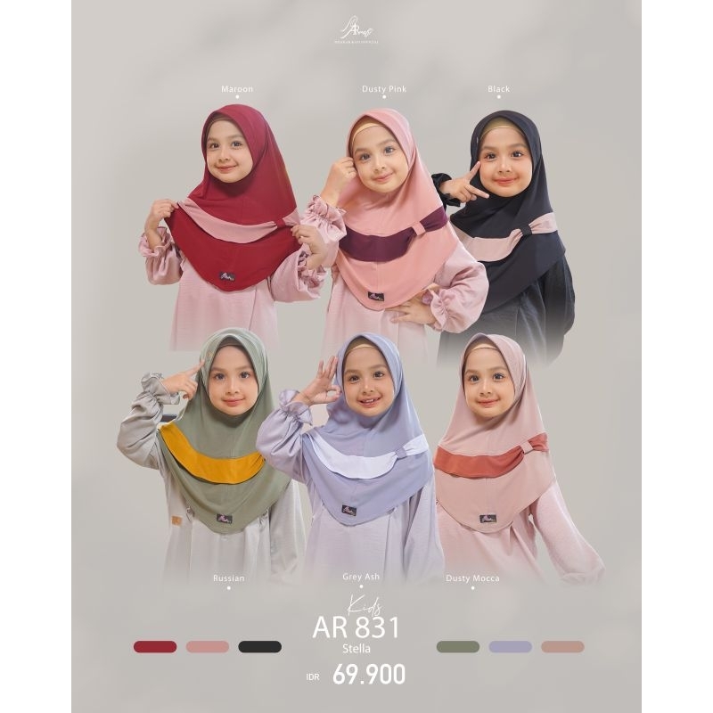 Arrafi Hijab Jilbab Kerudung Kids|| Ar 831 Kids Jilbab Couple Hijab Arrafi Kerudung Instan