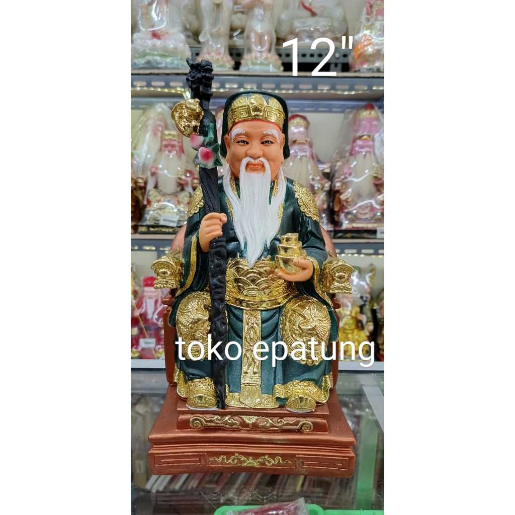 patung dewa bumi / tutikong / tecukong - fiber - 12 inch - Hijau