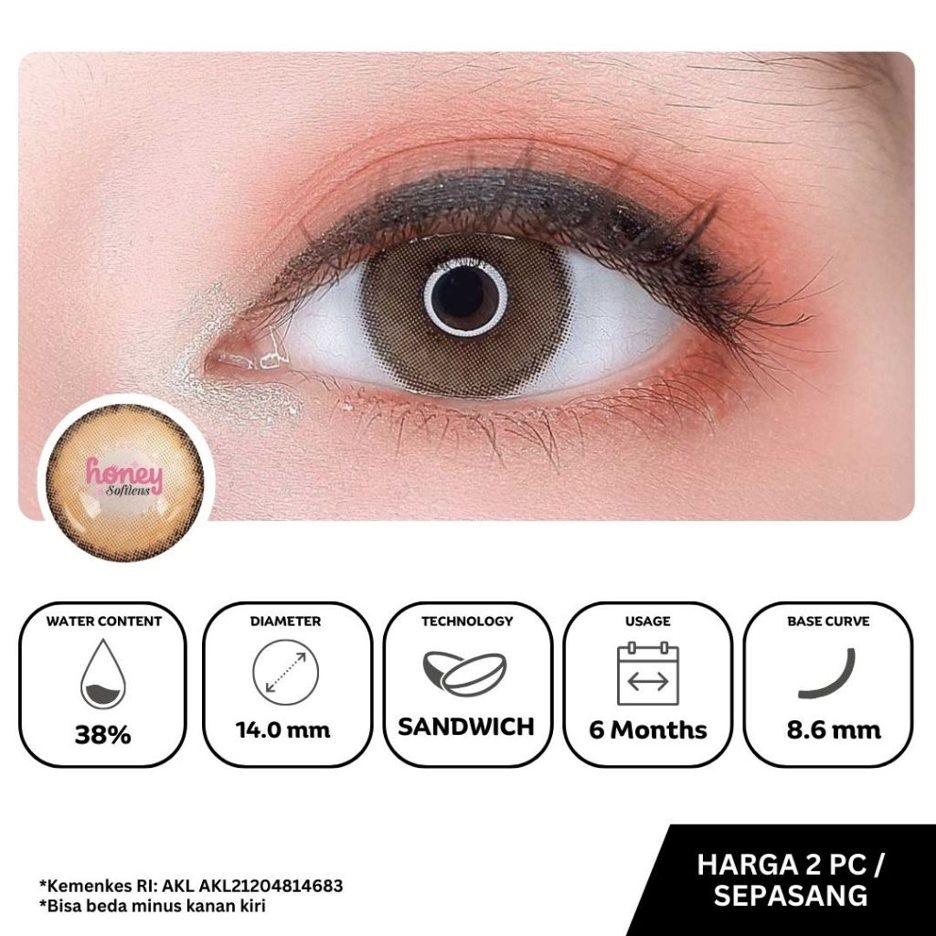 HONEYSOFTLENS Softlens Roze Olive (2pcs/sepasang) - PRINCESS IDOL