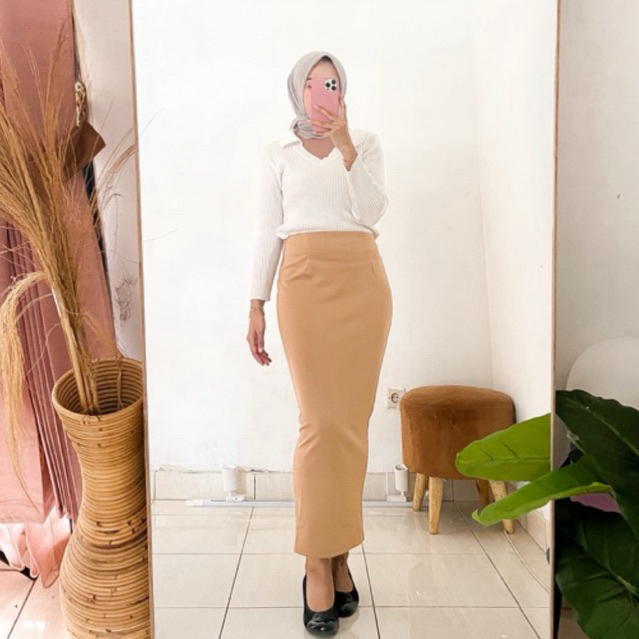 FORBW/ROK SCUBA PUTIH/ROK SPAN PUTIH/ROK BAHAN PUTIH/ROK SPAN PANJANG/ROK PUTIH