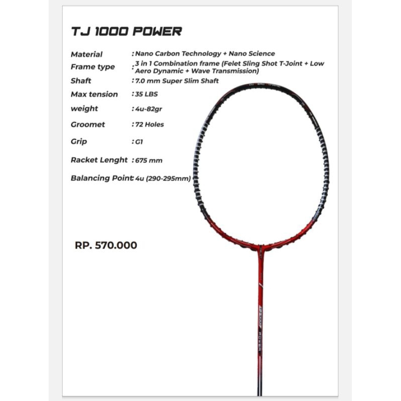 RAKET BADMINTON FELET TJ POWER SERIES // TJ POWER CONTROL // TJ POWER 1000 series