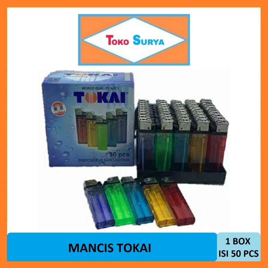 Mancis Tokai Pemantik Api Murah Korek Api Gas 1 Box Isi 50 Pcs