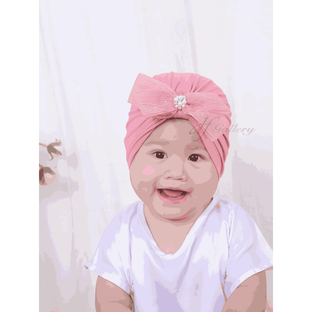 Turban Vony Pita Sorban Bayi Motif Polos | Ciput Baby NewBorn |  Topi Anak Perempuan | Turban Sorban