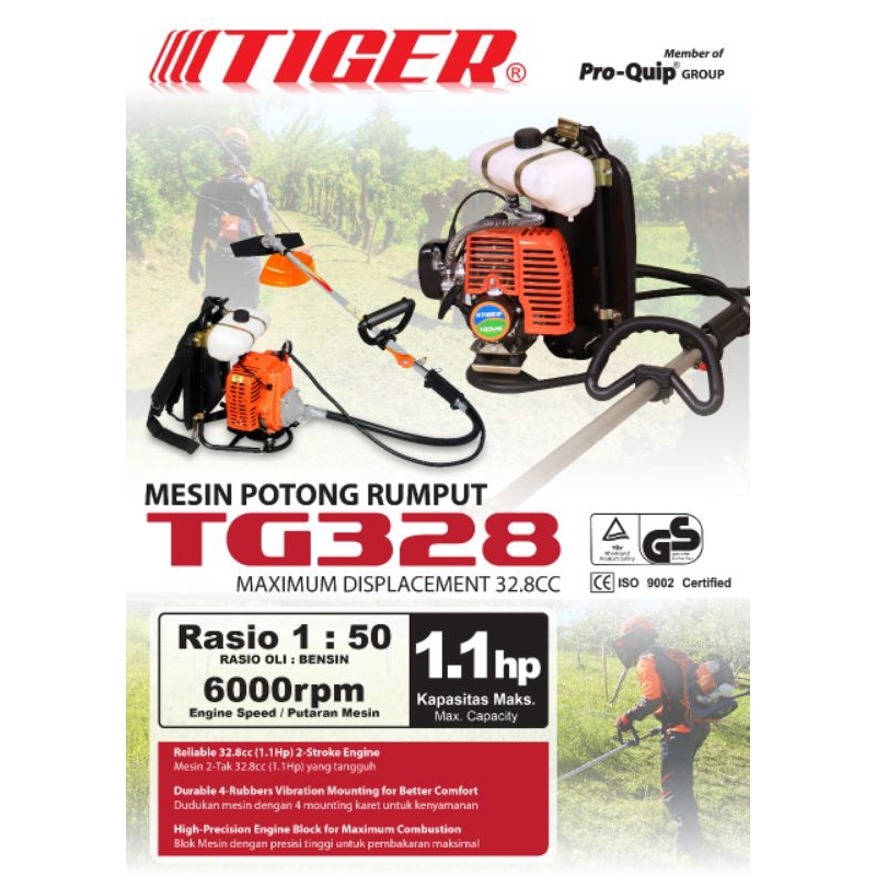 MESIN PEMOTONG RUMPUT GENDONG TG 328 BRUSH CUTTER 2 TAK