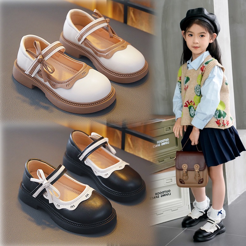 Sepatu kulit putri anak perempuan Lolita Hitam Sepatu Anak Christmas Princess Shoes SIZE:26-36