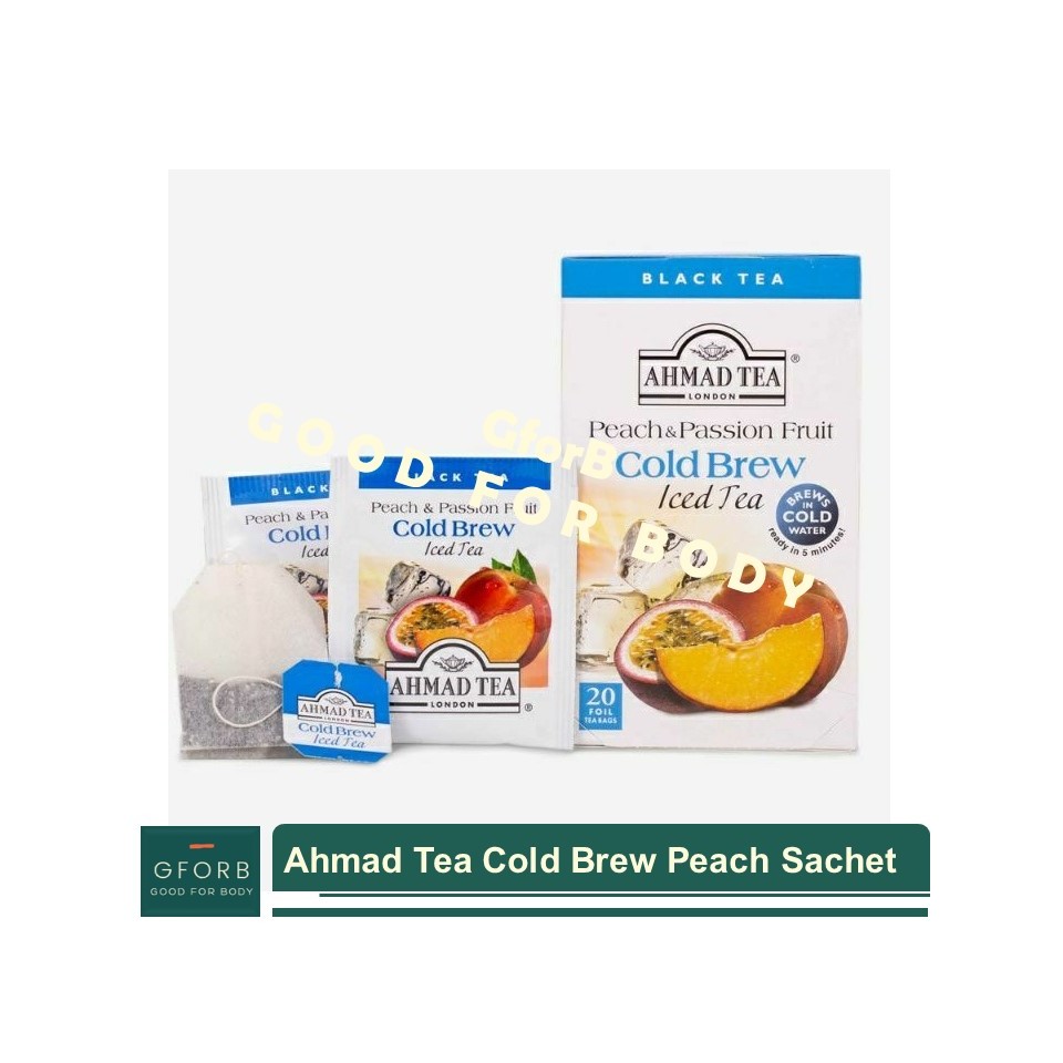 

SACHET Cold Brew Peach Passion Fruit Black Tea Ahmad Tea London Teh Hitam Diet Sehat