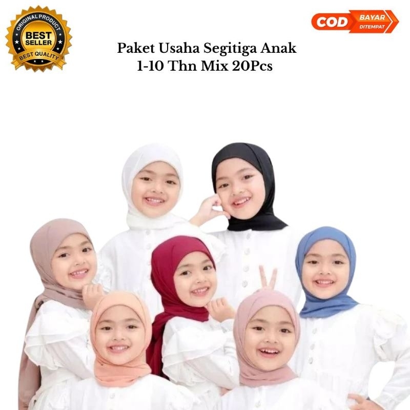 Paket Usaha Jilbab 1 kodi mix warna Jilbab anak Usia 1-10 tahun Segitiga jersey Kerudung anak peremp