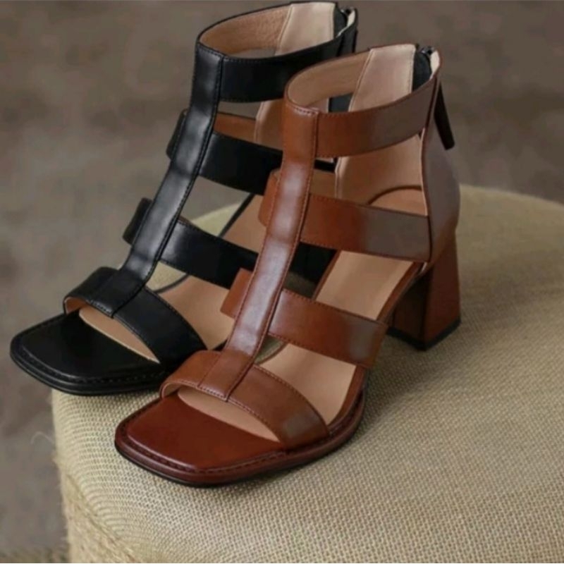 sepatu sandal boot gladiator Heels big size terkini / sandal sepatu wanita korea modern masa kini